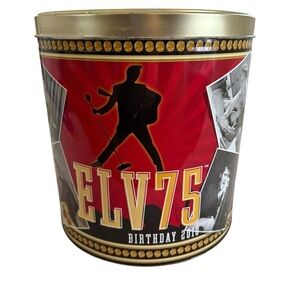 Elvis Presley 75th Birthday popcorn Tin - Red and Gold